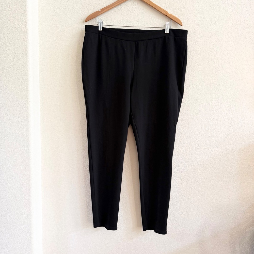 Chicos So Slimming Juliet Black Ankle Pants Womens Size 3 High Rise Stretch Knit